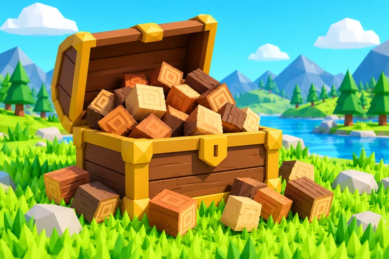 Wooden chest full of logs