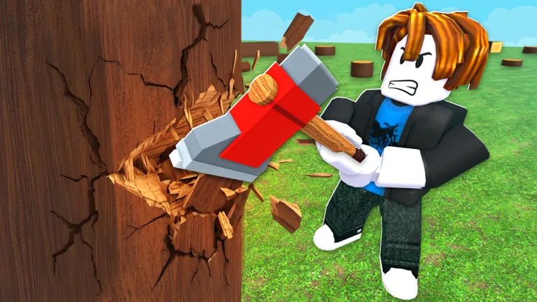 Axe chopping a tree in Chop A Forest
